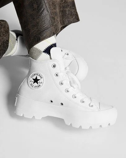 White / Black Converse Chuck Taylor All Star Lugged Leather Women Sneakers Canada | C-89213479