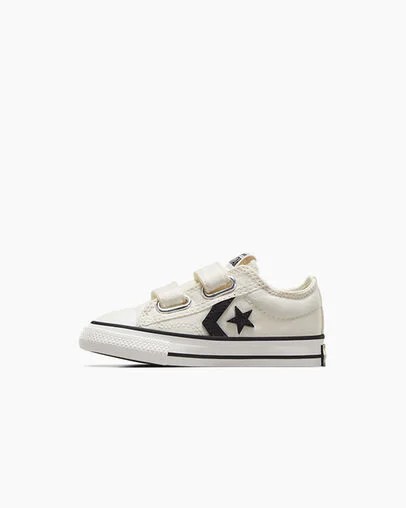 White / Black Converse Star Player 76 Easy-On Kids' Canvas Shoes Canada | C-63824759