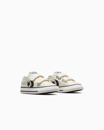 White / Black Converse Star Player 76 Easy-On Kids' Canvas Shoes Canada | C-63824759