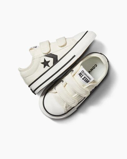 White / Black Converse Star Player 76 Easy-On Kids' Canvas Shoes Canada | C-63824759