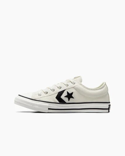White / Black Converse Star Player 76 Foundational Kids' Canvas Shoes Canada | C-21304869