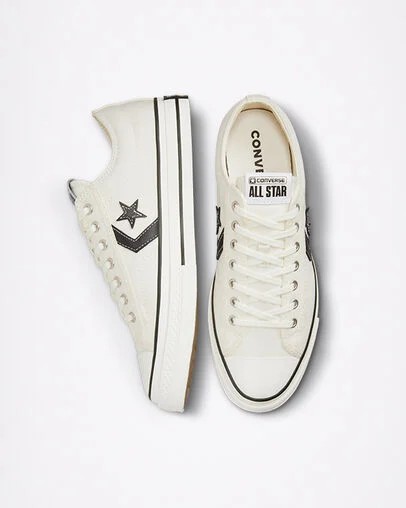 White / Black Converse Star Player 76 Premium Men Canvas Shoes Canada | C-62137959