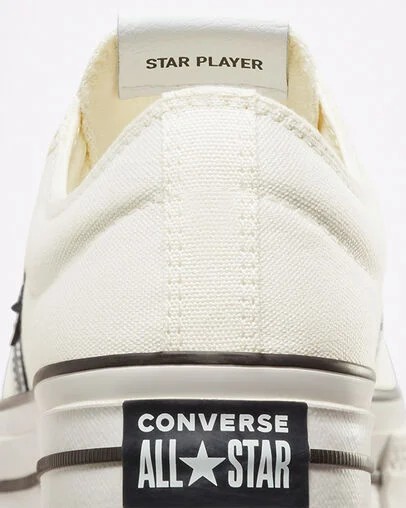 White / Black Converse Star Player 76 Premium Men Canvas Shoes Canada | C-62137959