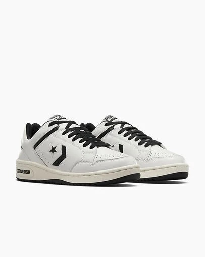 White / Black Converse Weapon Leather Men Tennis Shoes Canada | C-57629039