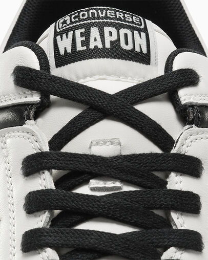 White / Black Converse Weapon Leather Men Tennis Shoes Canada | C-57629039