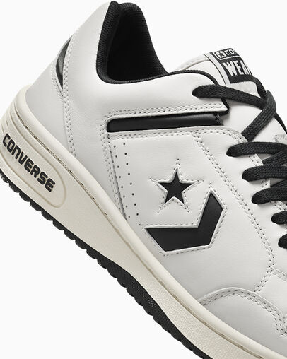White / Black Converse Weapon Leather Men Tennis Shoes Canada | C-57629039