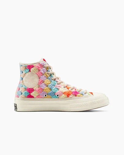 White / Black / Multicolor Converse Upcycle Chuck 70 Crochet Blankets Women Sneakers Canada | C-01953649