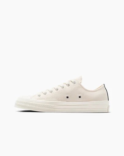 White / Black / Red Converse PLAY Comme des Garçons Single Heart Chuck 70 Women Sneakers Canada | C-23718569