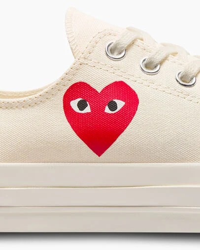 White / Black / Red Converse PLAY Comme des Garçons Single Heart Chuck 70 Women Sneakers Canada | C-23718569