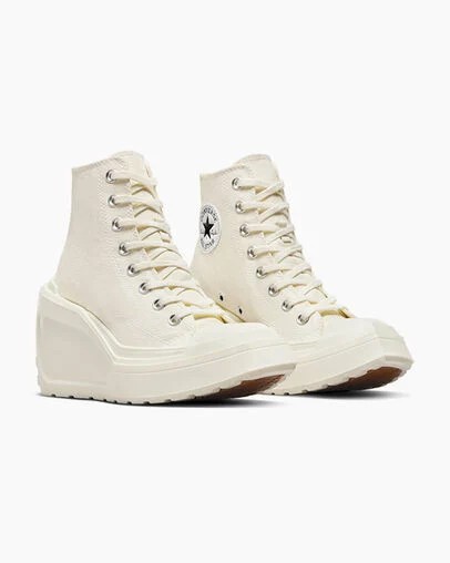 White / Black / White Converse Chuck 70 De Luxe Wedge Women Sneakers Canada | C-26174809