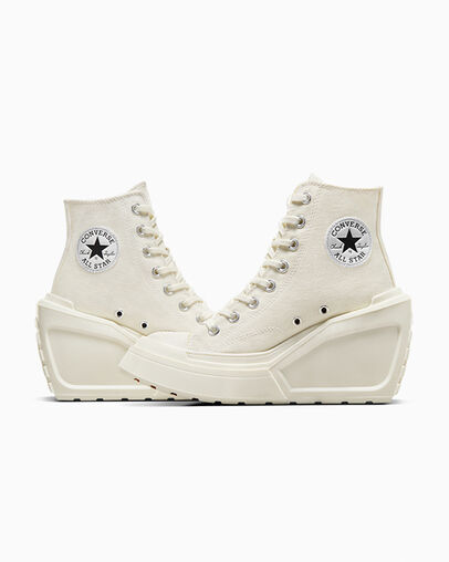 White / Black / White Converse Chuck 70 De Luxe Wedge Women Sneakers Canada | C-26174809
