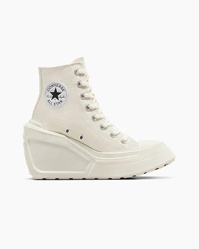 White / Black / White Converse Chuck 70 De Luxe Wedge Women Sneakers Canada | C-26174809