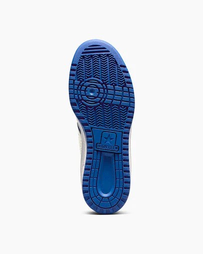 White / Blue Converse Weapon Leather Men Basketball Shoes Canada | C-39648209