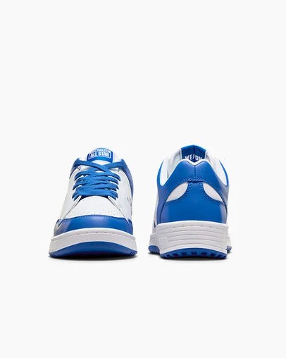 White / Blue Converse Weapon Leather Women Basketball Shoes Canada | C-69403289