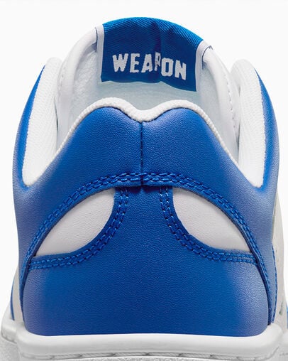 White / Blue Converse Weapon Leather Women Basketball Shoes Canada | C-69403289
