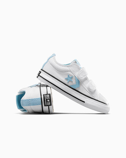 White / Blue / White Converse Star Player 76 Kids' Sneakers Canada | C-02574189