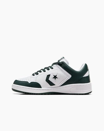 White / Deep Turquoise Converse Weapon Leather Women Basketball Shoes Canada | C-67051499
