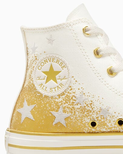 White / Gold Converse Chuck Taylor All Star EVA Lift Kids' Platform Shoes Canada | C-86790519