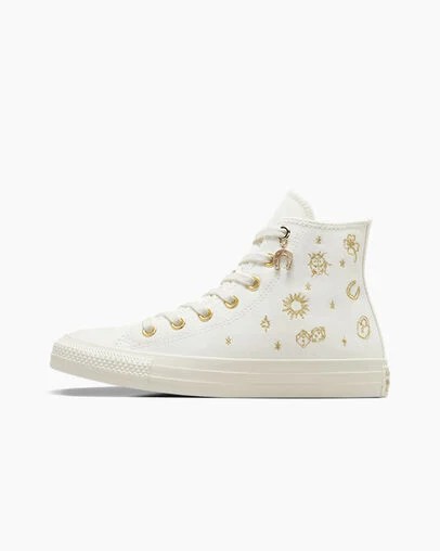 White / Gold Converse Chuck Taylor All Star Luck Charms Women Sneakers Canada | C-63215979