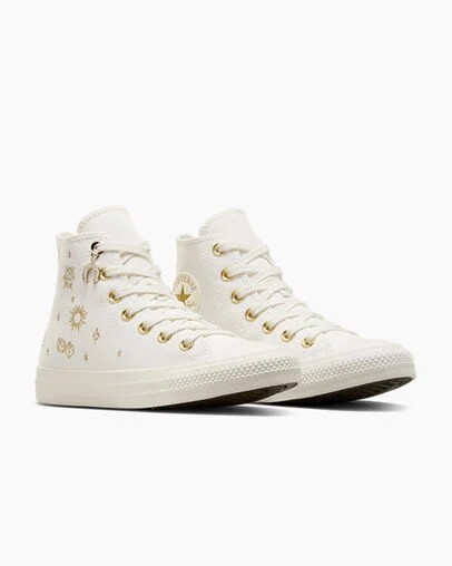 White / Gold Converse Chuck Taylor All Star Luck Charms Women Sneakers Canada | C-63215979