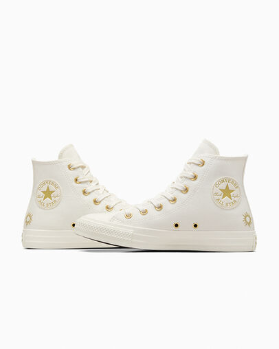 White / Gold Converse Chuck Taylor All Star Luck Charms Women Sneakers Canada | C-63215979