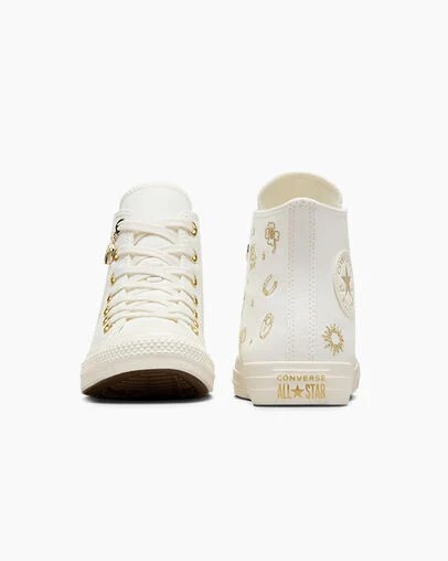 White / Gold Converse Chuck Taylor All Star Luck Charms Women Sneakers Canada | C-63215979