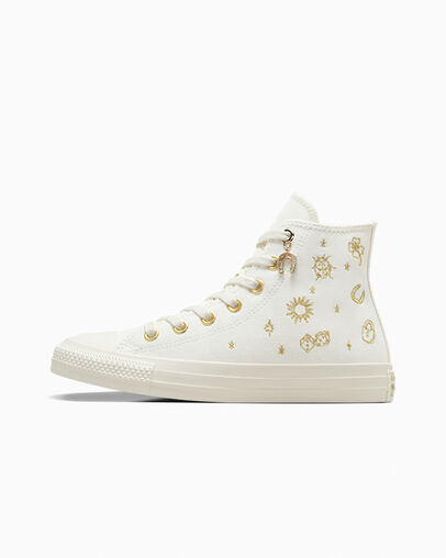 White / Gold Converse Chuck Taylor All Star Luck Charms Women Sneakers Canada | C-64197589
