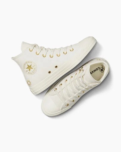 White / Gold Converse Chuck Taylor All Star Luck Charms Women Sneakers Canada | C-64197589