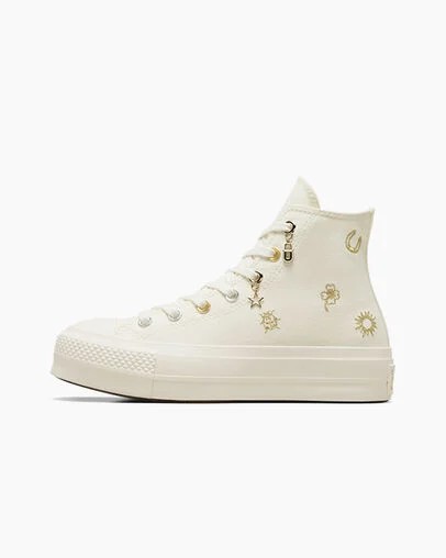 White / Gold / Silver Converse Chuck Taylor All Star Lift Women Platform Shoes Canada | C-63451909