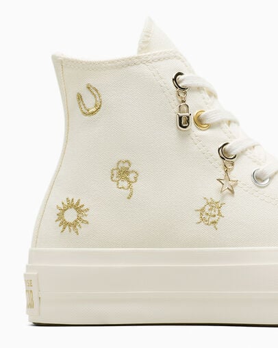 White / Gold / Silver Converse Chuck Taylor All Star Lift Women Platform Shoes Canada | C-56127389