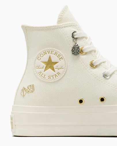 White / Gold / Silver Converse Chuck Taylor All Star Lift Women Platform Shoes Canada | C-56127389