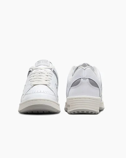 White / Grey Converse Weapon Leather Women Basketball Shoes Canada | C-78063499