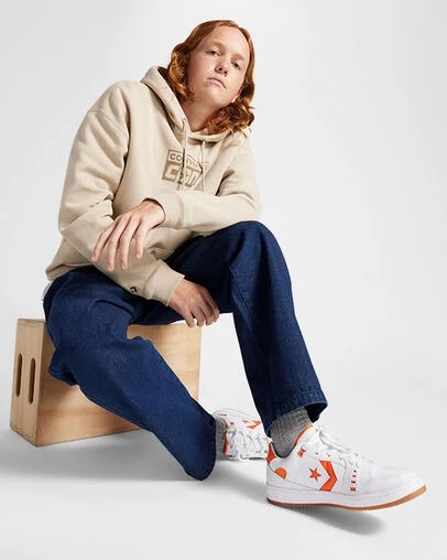 White / Orange Converse CONS AS-1 Pro Men Skate Shoes Canada | C-09126359