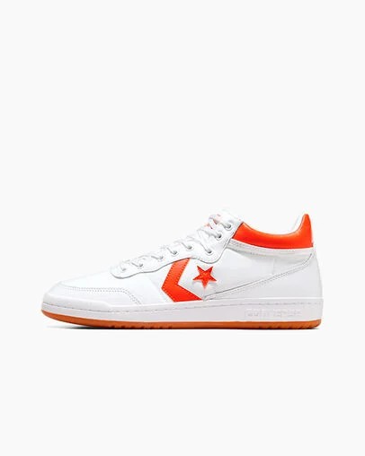 White / Orange Converse CONS Fastbreak Pro Leather Men Skate Shoes Canada | C-65893479
