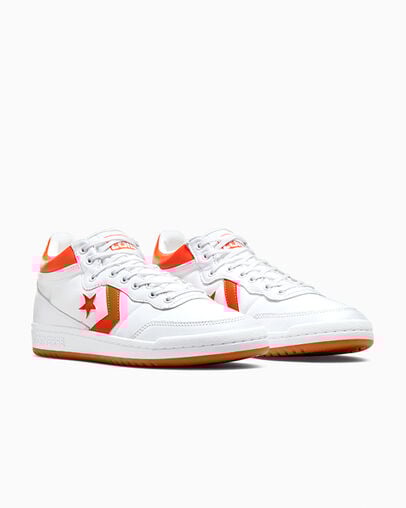 White / Orange Converse CONS Fastbreak Pro Leather Men Skate Shoes Canada | C-65893479