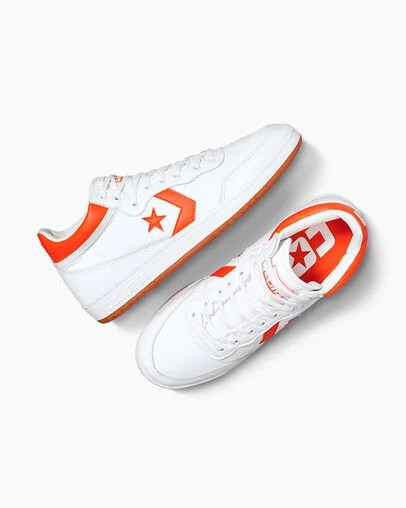 White / Orange Converse CONS Fastbreak Pro Leather Men Skate Shoes Canada | C-65893479