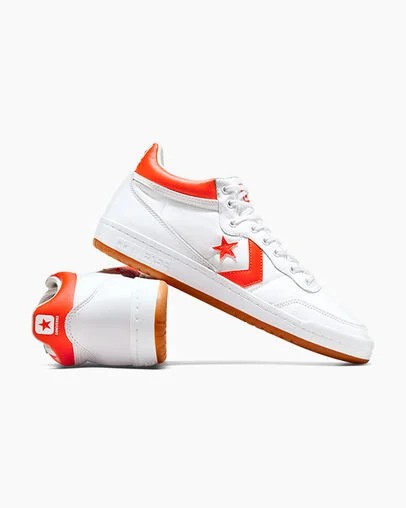 White / Orange Converse CONS Fastbreak Pro Leather Men Skate Shoes Canada | C-65893479