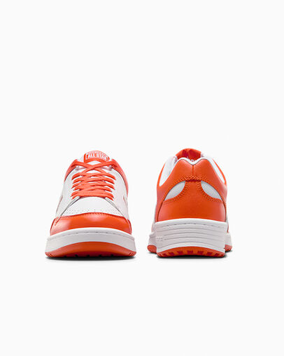 White / Orange Converse Weapon Leather Women Basketball Shoes Canada | C-30542769