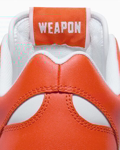 White / Orange Converse Weapon Leather Women Basketball Shoes Canada | C-30542769