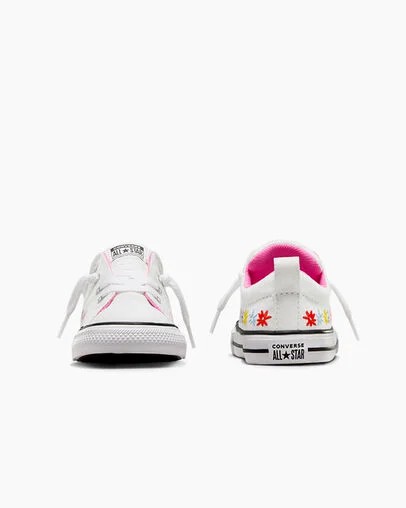 White / Pink Converse Chuck Taylor All Star Street Embroidered Flowers Kids' Sneakers Canada | C-03198259