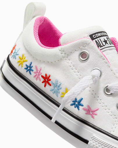 White / Pink Converse Chuck Taylor All Star Street Embroidered Flowers Kids' Sneakers Canada | C-03198259