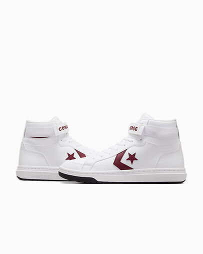 White / Pink Converse Pro Blaze V2 Leather Men Basketball Shoes Canada | C-96437589
