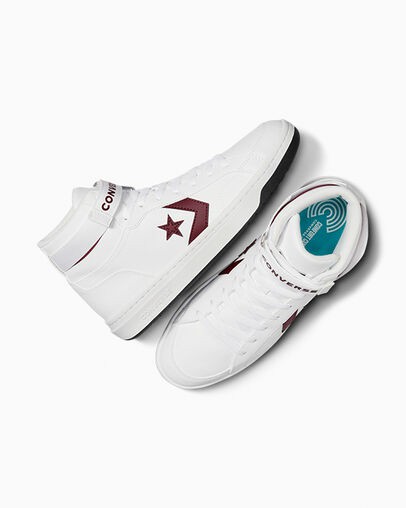 White / Pink Converse Pro Blaze V2 Leather Women Basketball Shoes Canada | C-15274899
