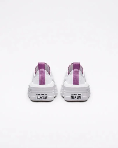 White / Purple Converse Chuck Taylor All Star Move Platform Kids' Canvas Shoes Canada | C-27439819