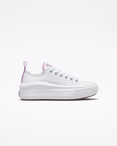 White / Purple Converse Chuck Taylor All Star Move Platform Kids\' Canvas Shoes Canada | C-27439819