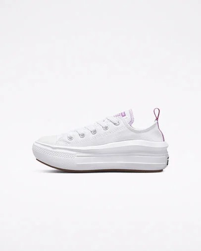 White / Purple Converse Chuck Taylor All Star Move Kids' Platform Shoes Canada | C-56719209