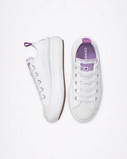 White / Purple Converse Chuck Taylor All Star Move Kids' Platform Shoes Canada | C-56719209