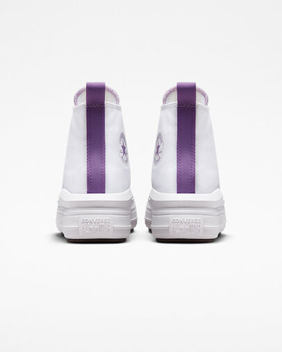 White / Purple Converse Chuck Taylor All Star Move Platform Kids' Canvas Shoes Canada | C-69452319