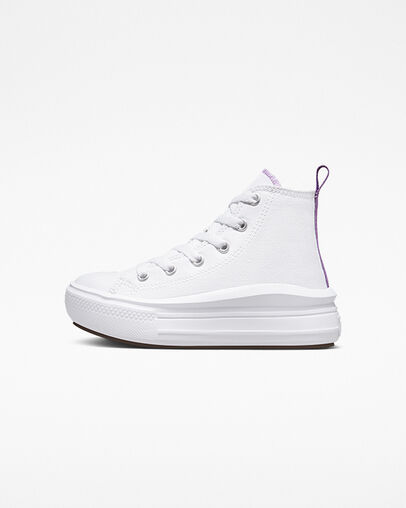 White / Purple Converse Chuck Taylor All Star Move Color Pop Kids' Platform Shoes Canada | C-74862939