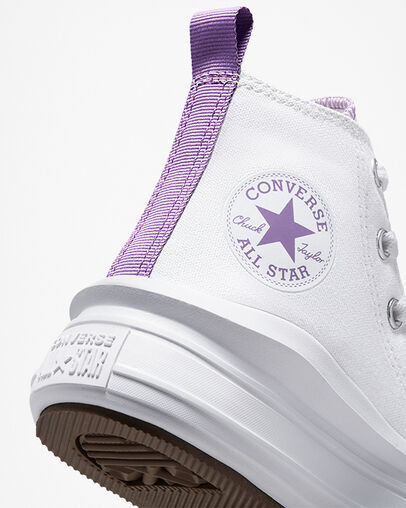 White / Purple Converse Chuck Taylor All Star Move Color Pop Kids' Platform Shoes Canada | C-74862939